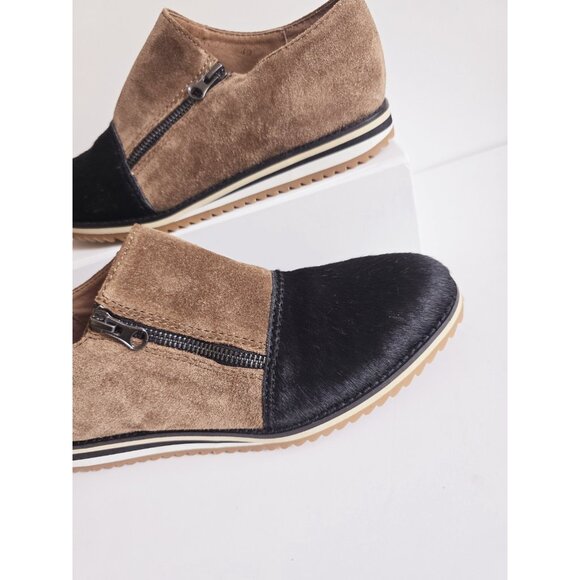 ALL BLACK Footwear Cap Toe Pony Hair Suede Leather Zip Lug Loafer Shoes 39 8.5 - Picture 2 of 14